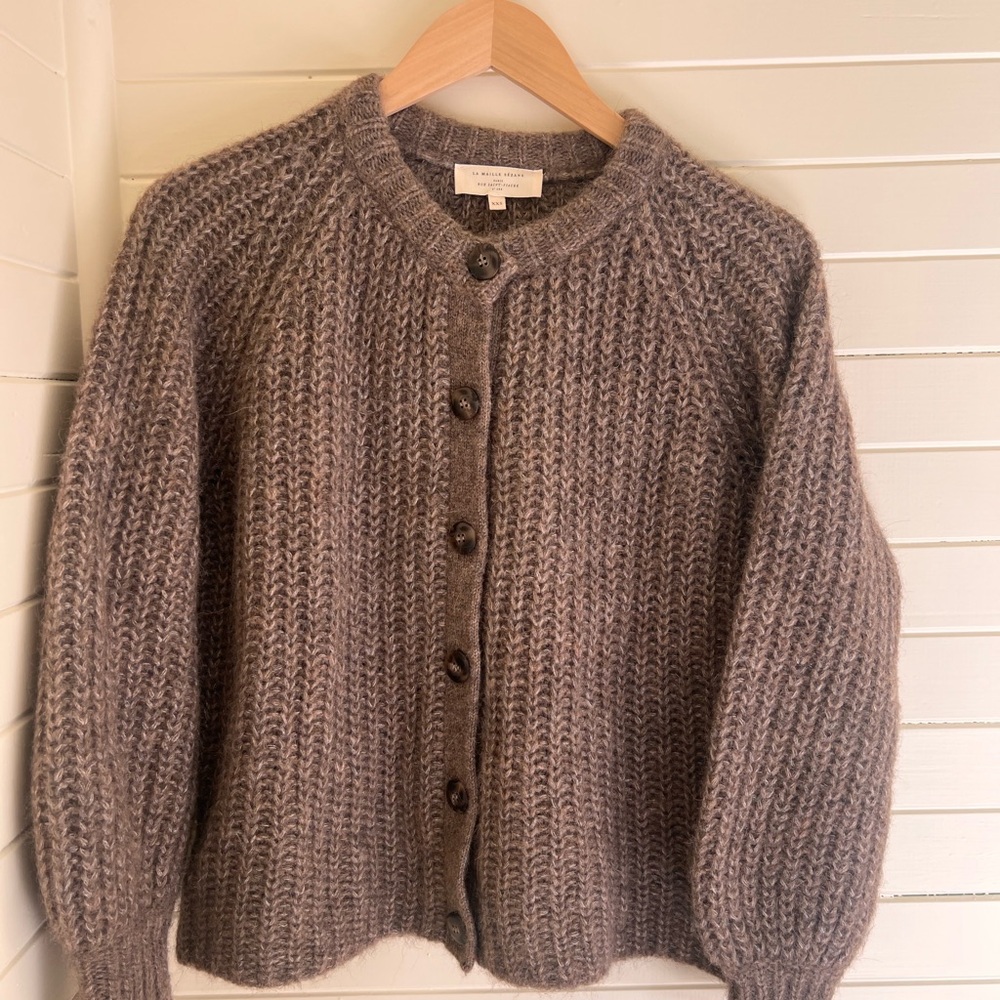 Sezane Emilie Cardigan- Dark Taupe - Picture 3 of 5